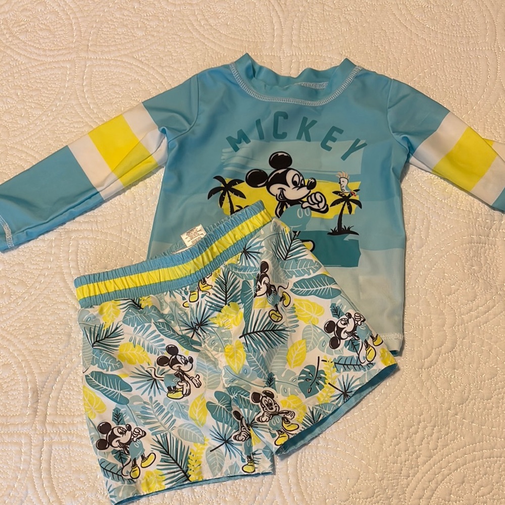 Disney Blue and Yellow Mickey Mouse Rashguard Set